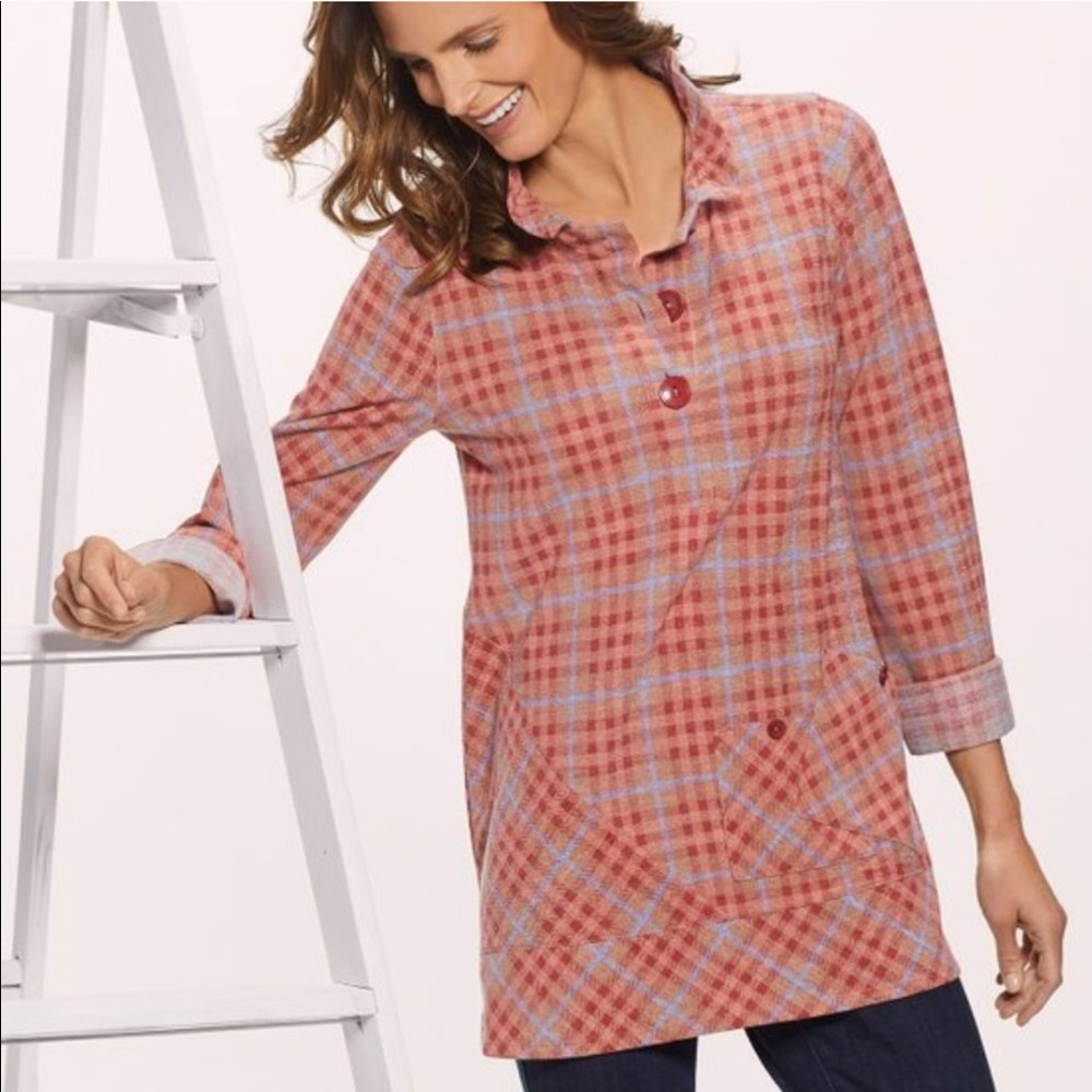 Soft Surroundings NWOT Plaid Top Medium